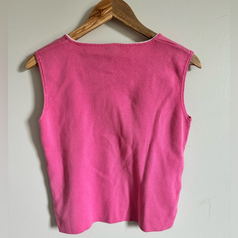 Vintage goodclothes pink polka dot sweater tank, Size L - Picture 2 of 3